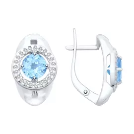 Серьги из серебра с топазами и фианитами с родированием 92021723