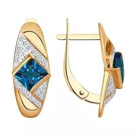 Серьги из красного золота с топазами и фианитами 724843