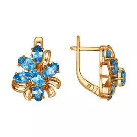 Серьги из красного золота с топазами и фианитами 721662