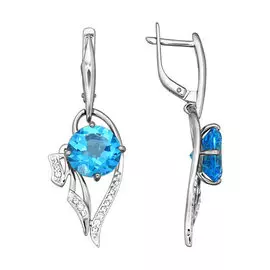 Серьги из белого золота с топазами и фианитами 720899