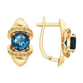 Серьги из красного золота с топазами и фианитами 725149