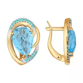 Серьги из красного золота с топазами и фианитами 724310