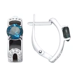 Серьги Топаз, фианит, эмаль