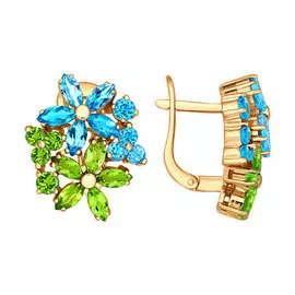 Серьги из красного золота с топазами и хризолитами 720752