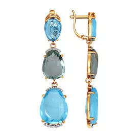 Серьги Топаз, кварц, фианит