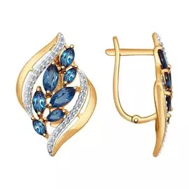 Серьги из красного золота с топазами и фианитами 724558