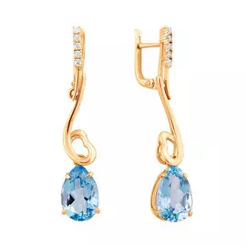 Серьги из красного золота с топазами и фианитами 21-0132-11-10