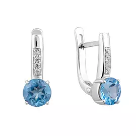 Серьги из серебра с топазами Свисс и фианитами 21-1441-23-10