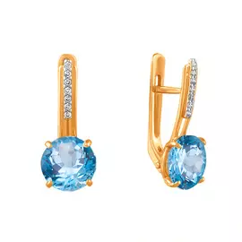 Серьги из красного золота с топазами Swiss и фианитами 21-0081-11-10