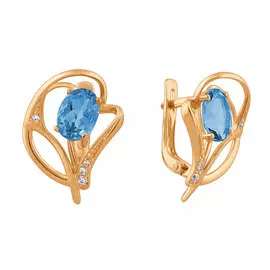 Серьги из красного золота с топазами и фианитами 21-0915-11-10