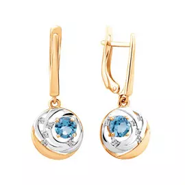 Серьги из красного и белого золота с топазами и фианитами 21-1330-10-10