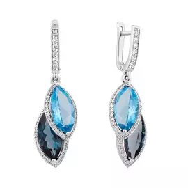 Серьги из белого золота с топазами и фианитами 21-1342-12-65