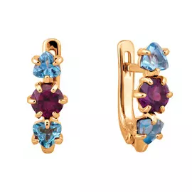 Серьги из красного золота с топазами и родолитами 21-1193-11-62