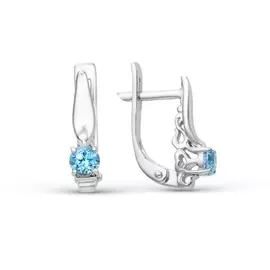 Серьги из серебра с топазами sky с родированием С-3420рс803