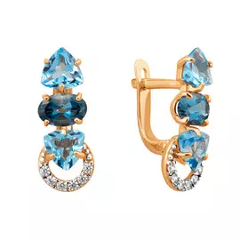 Серьги Топаз Свисс, топаз Лондон, фианит