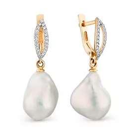 Серьги Жемчуг барокко, Фианит