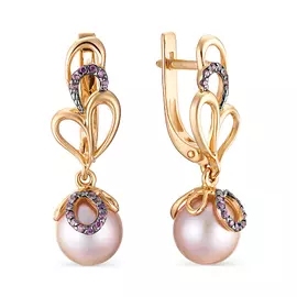 Серьги жемчуг ,Фианит