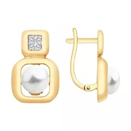 Серьги Жемчуг, фианит