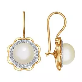 Серьги Жемчуг, фианит