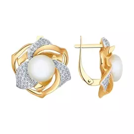 Серьги Жемчуг, фианит