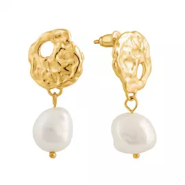 Серьги из серебра с жемчугом с позолотой И2-900-27-06