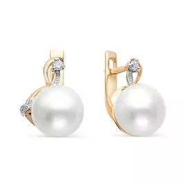 Серьги из красного золота с жемчугом и наношпинелем 8047-2