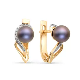 Серьги из красного золота с жемчугом и наношпинелем 8186-2