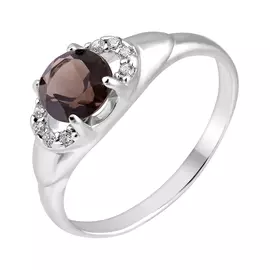 Серебряное кольцо с раухтопазом и фианитами 11-1376-23-09