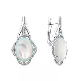 Серебряные серьги с перламутром и фианитами 21-0950-23-62