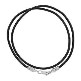 Шнурок кожаный с серебряным замком 42-0982-23-61