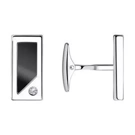 Запонки из серебра со шпинелью и фианитами 94-160-00366-1