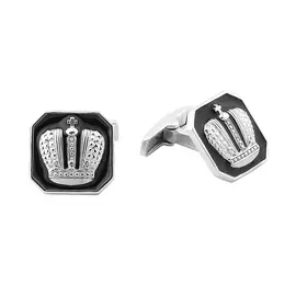 Запонки из серебра с эмалью с родированием 140027р