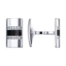 Запонки Эмаль, фианит