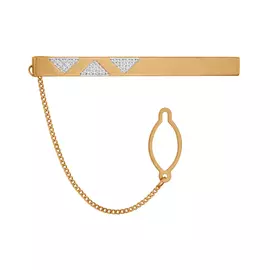 Зажим для галстука из красного золота с фианитами 090044