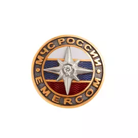 Значок из красного и белого золота/серебра МЧС 14020011