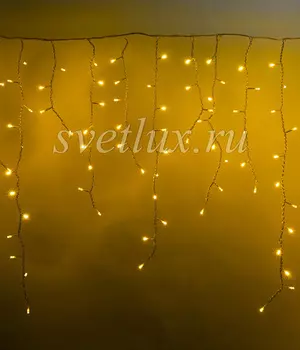 Гирлянда Бахрома 5 x 0,9 м Желтая 220В, 348 LED, Провод Прозрачный Силикон, IP65 02-073