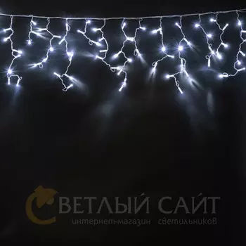 Гирлянда Бахрома с Колпачком 4,9 x 0,5 м Белая 220В, 200 LED, Провод Прозрачный ПВХ, IP65 02-220