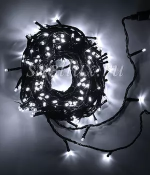 Гирлянда Нить 20м Белая с Возможностью Управления 24В, 200 LED, Провод Черный Силикон, IP65 07-025