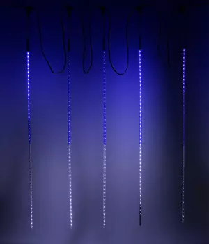 Гирлянда Тающие Сосульки 5шт по 100см, 24В, 480 Бело-Синих Светодиодов, Провод Черный ПВХ, IP55 15-024