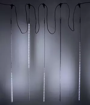 Гирлянда Тающие Сосульки 5шт по 100см, 24В, 480 Белых Светодиодов, Провод Черный ПВХ, IP55 15-020