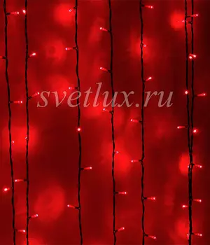 Гирлянда Занавес 2 x 2 м Красный 220В, 400 LED, Провод Черный ПВХ, IP54 01-035