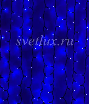 Гирлянда Занавес 2 x 3 м Синий 220В, 600 LED, Провод Черный Каучук, IP65 04-028