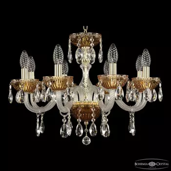 Хрустальная люстра Bohemia Ivele Crystal 5417/8/195 G Amber/M-1G