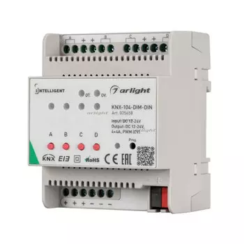 INTELLIGENT ARLIGHT Диммер KNX-104-DIM-DIN (12-24V, 4x4A) 025658