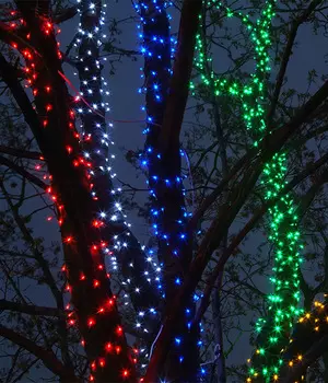 Комплект 5 Белых Нитей по 20м с Мерцанием, 1000 LED, Провод Черный ПВХ, IP54 03-090