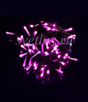 Комплект 5 Розовых Нитей по 20м, 1000 LED, Провод Черный ПВХ, IP54 03-054