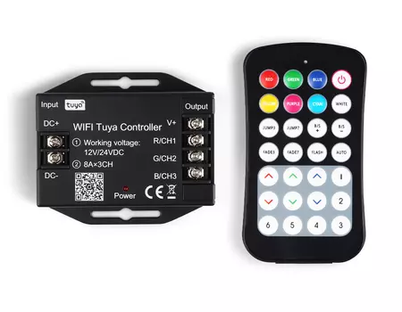 Контроллер WIFI Tuya для светодиодных лент RGB c радио пультом 2.4G 24A 12V 288W/ 24V 576W GS11551 Ambrella Light GS GS11551