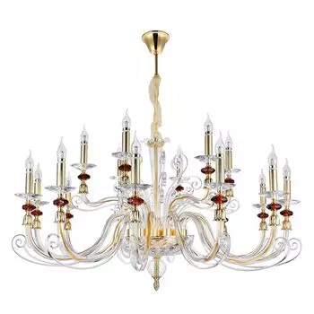 Люстра подвесная Crystal Lux CATARINA CATARINA SP12+6 V2 GOLD/TRANSPARENT-COGNAC