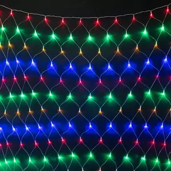 Светодиодная Сеть 2 x 2 м Разноцветная 24В, 256 LED, Провод Прозрачный ПВХ, IP54 17-023