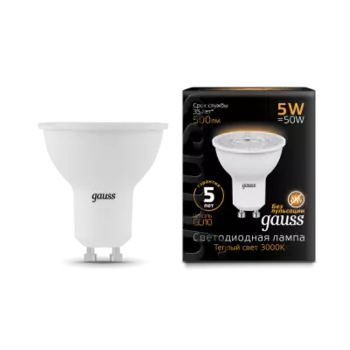 Лампа диодная Gauss LED MR16 GU10 5W 500lm 3000K (101506105)